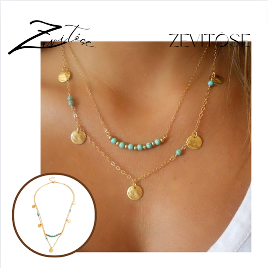 Zevi Vogue Multi-Layer Turquoise Charm  Hot Selling Ladies Necklace